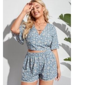 Dusty Blue Short and Crop Top Set